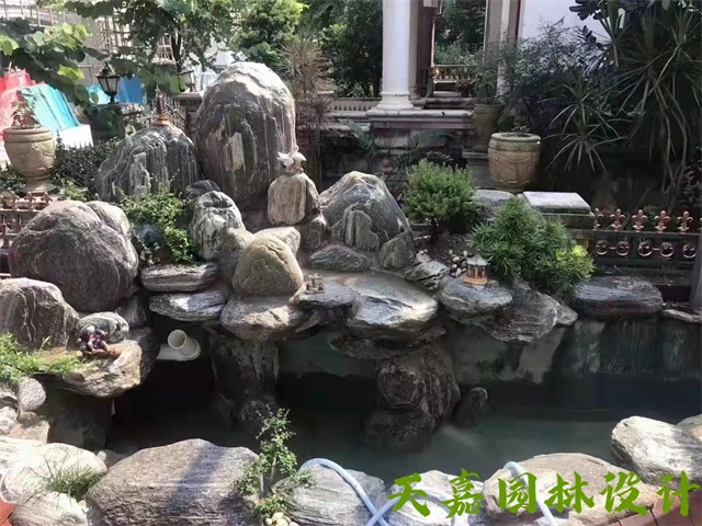 文峰假山流水喷泉鱼池制作